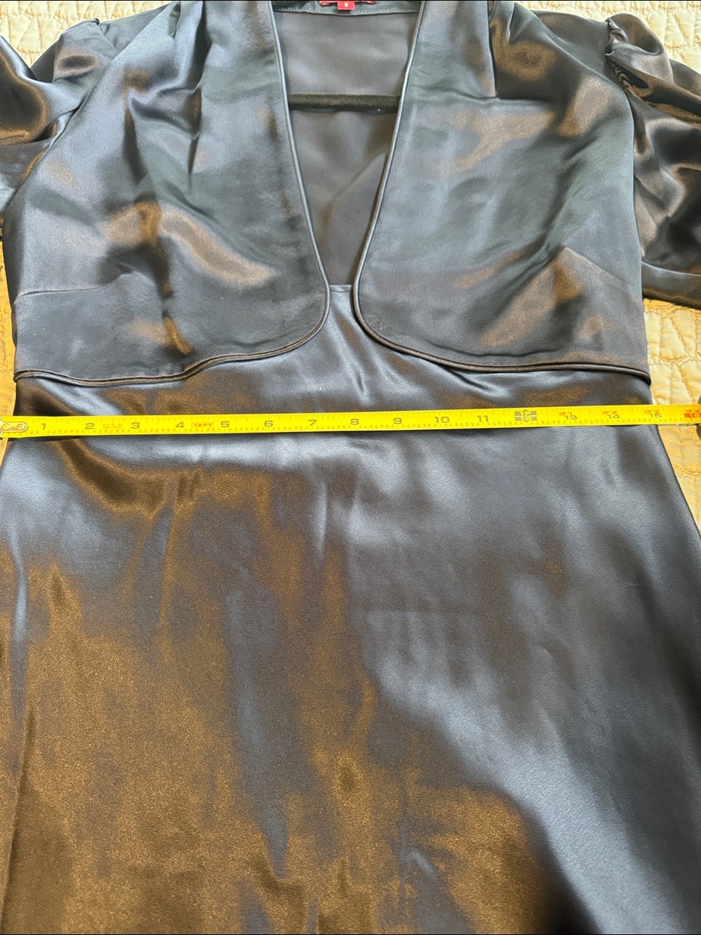 STAUD Navy Satin V-Neck Long-Sleeve Mini Dress - Picture 9 of 10